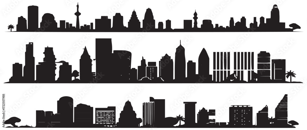 Obraz premium city buildings silhouette illustration design isolated