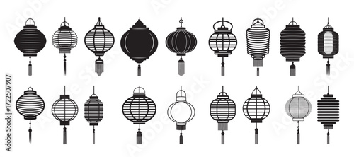 chinese lantern silhouette white background