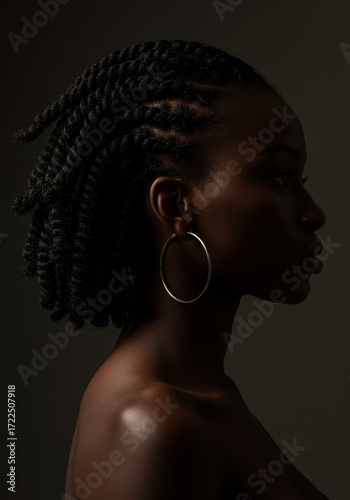 Woman with braids profile portrait