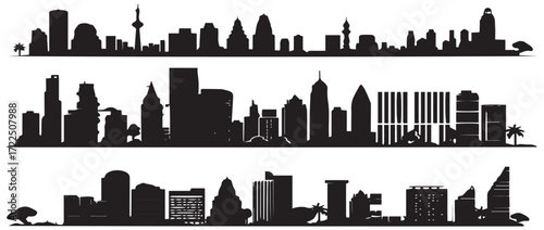 city buildings silhouette illustration design isolated