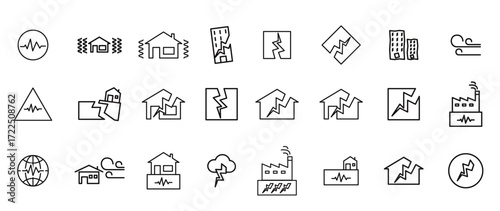 Earthquake Icon . line symbol vector illustration