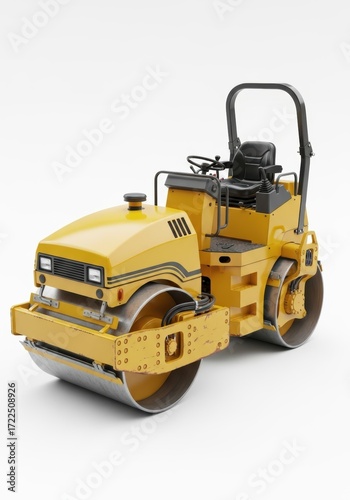 Yellow road roller isolated