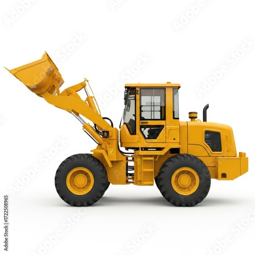 Yellow wheel loader side view