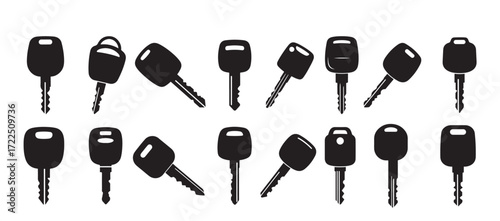 car keys silhouette on white background 