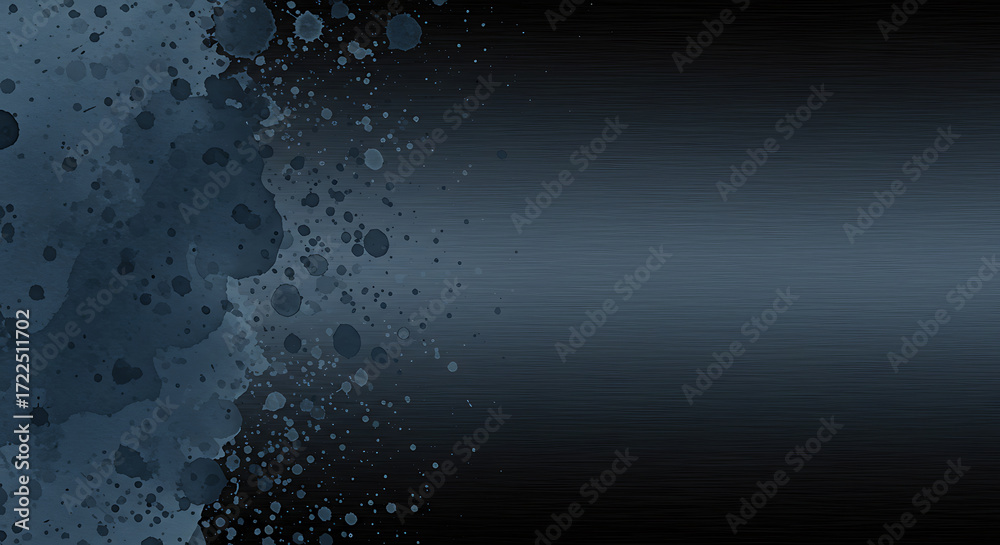 Obraz premium Abstract dark background with splattered ink-like patterns on the left side