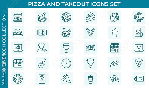 Pizza and takeout  icon set 02