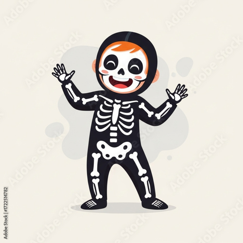  Cartoon in  skeleton costume