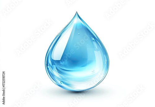 Glossy,  pale blue water drop
