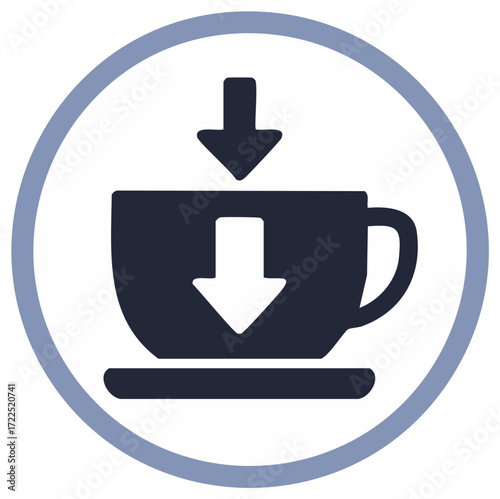 Download icon with coffee cup illustration simple vector art