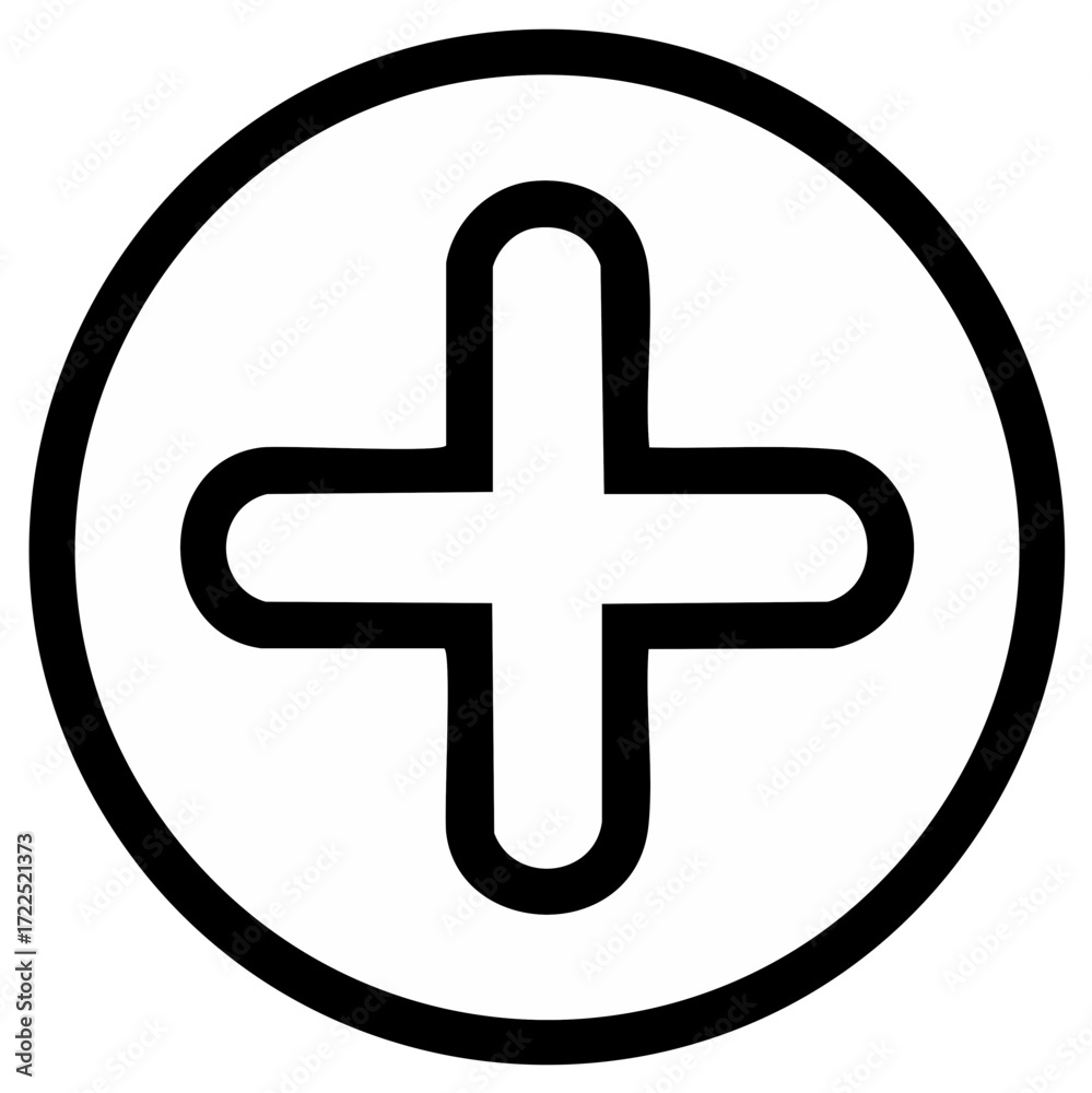 Obraz premium Plus sign in circle simple rounded icon vector illustration for design