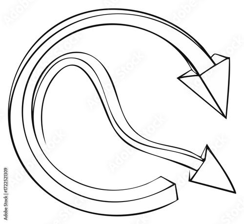 Circular Flow Arrows Refresh Reload Symbol Outline Illustration