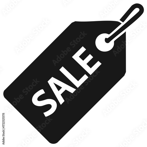Black Price Tag with White SALE Text, Discount Shopping Sign, Retail Sale Item