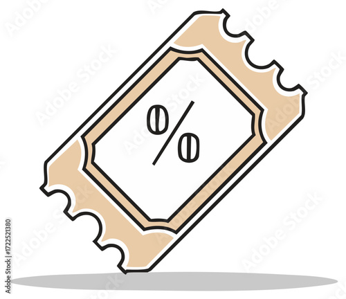 Beige percentage discount ticket for promotions sales and special offers graphic