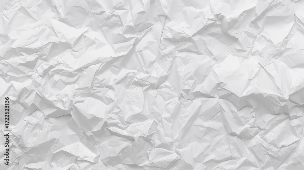 Obraz premium Crumpled White Paper Texture: Wrinkled Abstract Design for Minimalist Art Backgrounds and Creative Backdrops