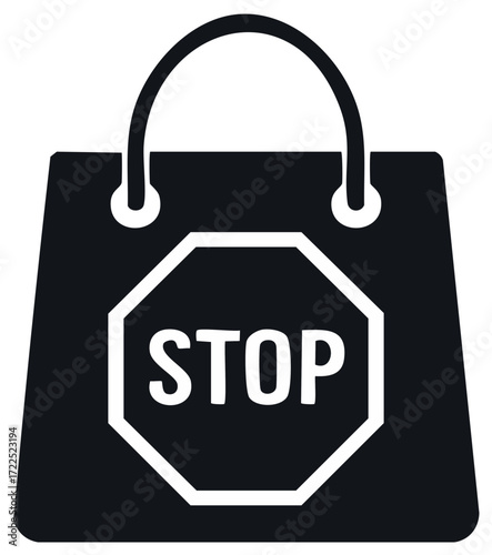 Shopping bag with stop sign symbol icon design