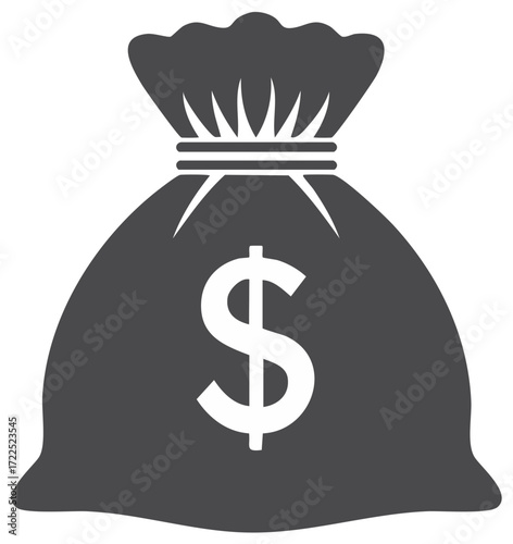 Gray moneybag with Dollar sign, money, savings, wealth, financial concept, investment