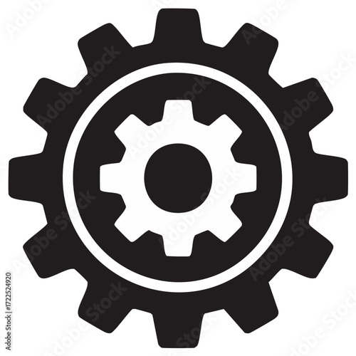 Black and white gear or cogwheel illustration, mechanical engineering concept