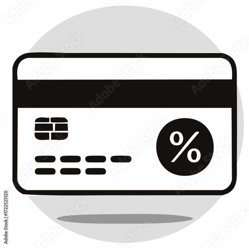 Percentage Symbol on a Credit Card Black and White Icon Design Symbol Sign