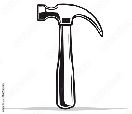 Illustration of a Claw Hammer Hand Tool for Carpentry Work