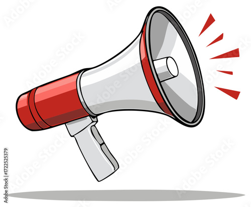 Red and White Megaphone Sound Waves Illustration Communication Device