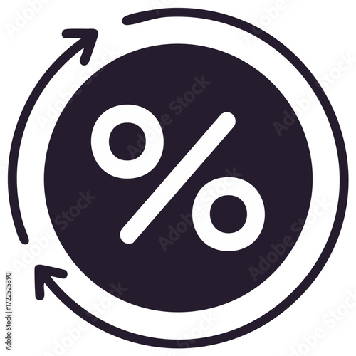 Discount Symbol Refreshing with Arrows, Percentage Sign in Circle