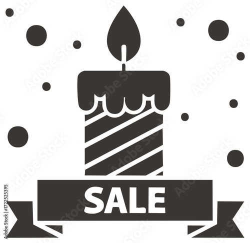 Stylized Birthday Celebration Sale Candle Icon Graphic for Promotion Design