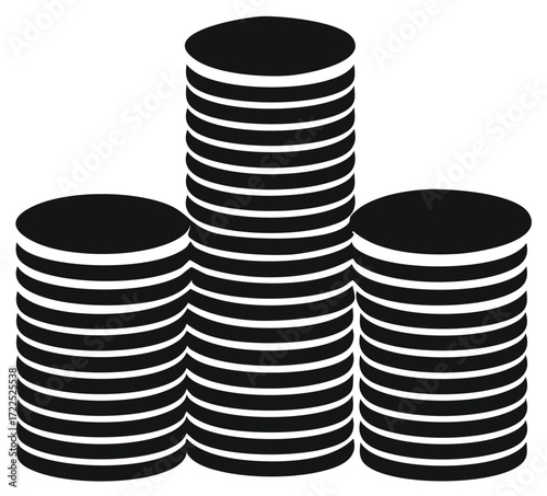 Stacked coins silhouette financial growth concept for income savings and investments