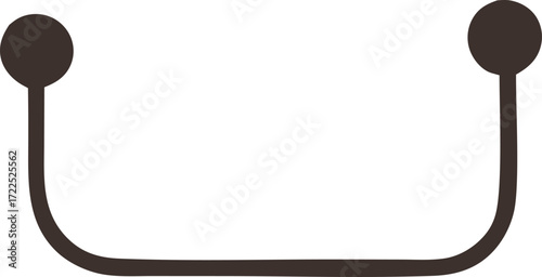 Abstract u-shaped graphic with circular ends simple line art design representing connection or pathway concept isolated on a clean surface
