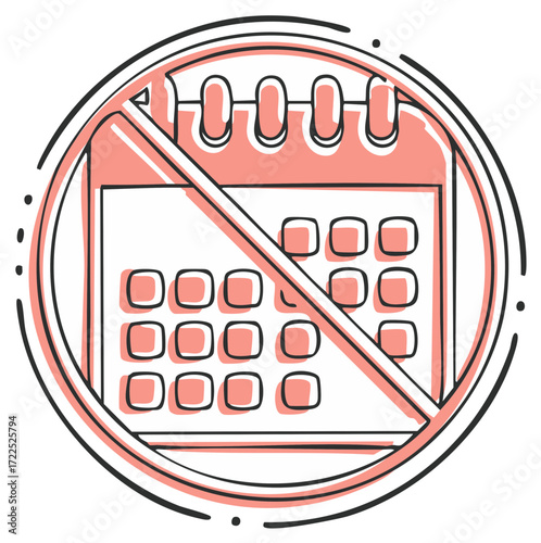 Schedule canceled drawn icon red circle prohibiting events appointments or meetings