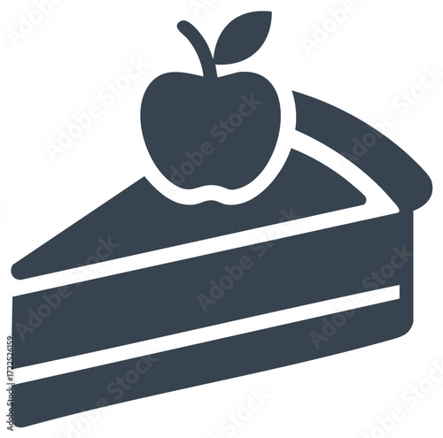 Slice of Apple Pie Dessert Icon Tempting Piece of Fruit Pie With Filling Design