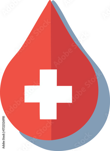Red blood drop with white cross symbol health care medical icon graphic design digital art save life donation concept