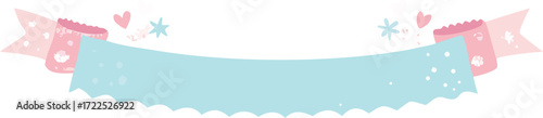 A blue ribbon embellished with hearts and stars, conveying a festive and cheerful theme.