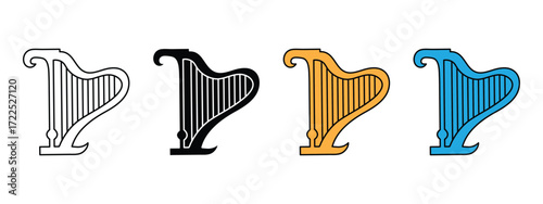 Harp instrument icon vector. music apps and elegant branding symbol. vector illustration.