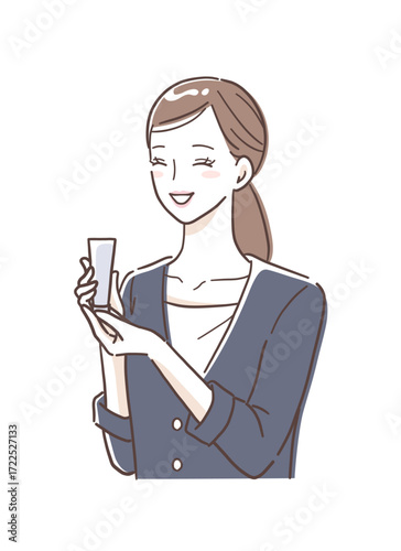 化粧品をお勧めする女性のイラスト素材