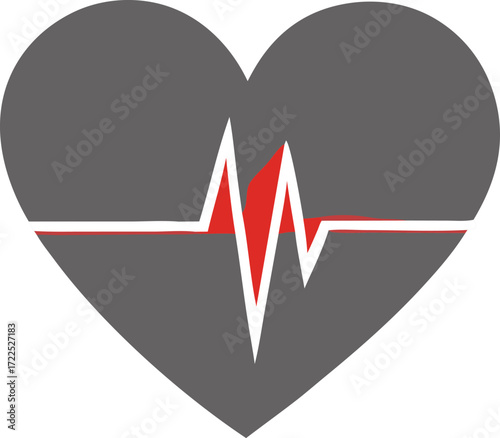 Iconic heartbeat ekg pulse line graphic representing health vital signs and cardiology medical concepts