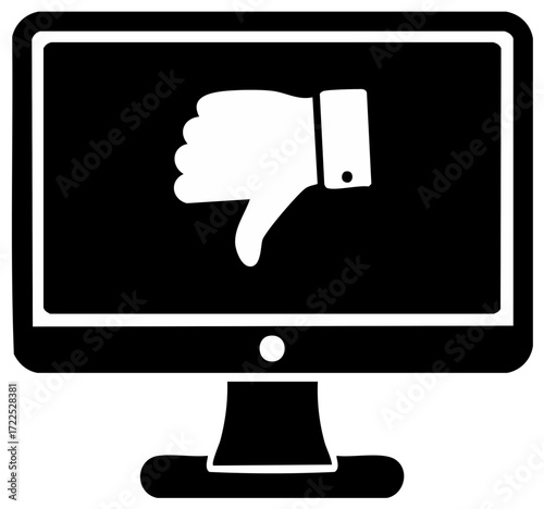 Computer Monitor Displaying Thumbs Down Icon