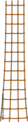 Cartoon groovy pirate rope ladder, stairs with vertical and horizontal ropes knotted at intersections in a grid pattern. Vector nautical climbing tool for ship, marine quest or fantasy game adventure