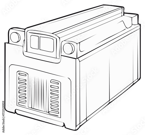 Vehicle power source accumulator car battery line art vector illustration