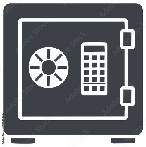 Stylized Illustration of a Secure Safe with Combination Lock and Numeric Keypad for Financial Safety