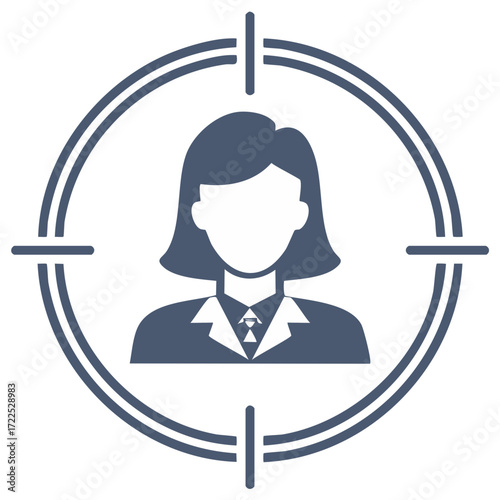 Business Woman Target Audience Icon Recruiter Focus Talent Acquisition Symbol