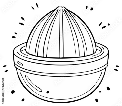 Line art illustration of a manual citrus reamer for making fresh juice kitchen utensil