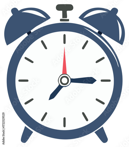 Classic twin bell alarm clock vector illustration. Simple flat design icon for time, morning, and deadline concepts.