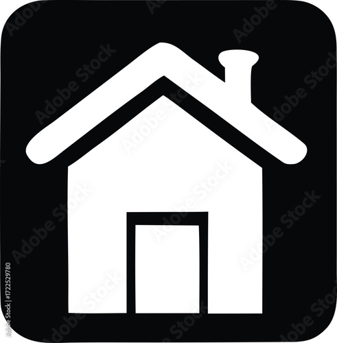 Simple white house icon for website navigation home button and real estate symbol