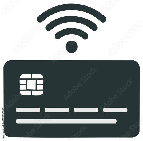 Credit Card with Wireless Payment Symbol Graphic Element Isolated