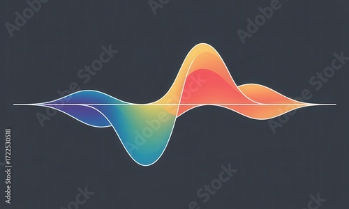 A smooth, vibrant graphic design featuring a wave pattern with soft color gradients and a neutral background.