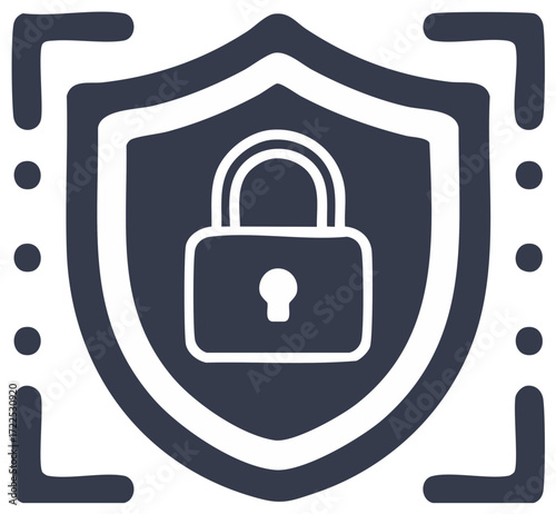 Digital Security Shield with Padlock Icon for Data Protection and Privacy