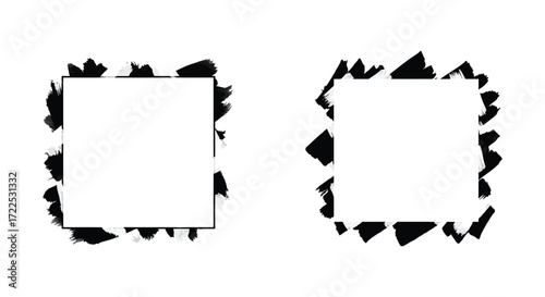 Two jagged rectangular holes torn through a white background