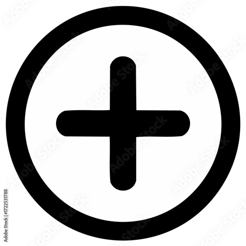 Plus sign encircled glyph simple medical add button vector icon