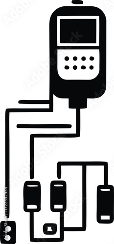 Medical infusion pump system diagram representing fluid delivery and monitoring equipment for healthcare applications