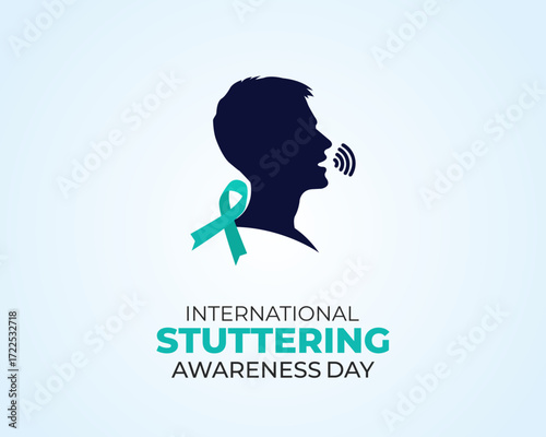 International Stuttering Awareness Day Ribbon Illustration. 22 October. Holiday concept. Template for background with banner, poster and card. Vector illustration.